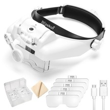 Dilzekui Headband Magnifying Glass 7 Piece Set, 1x-14x Head Mount Magnifier