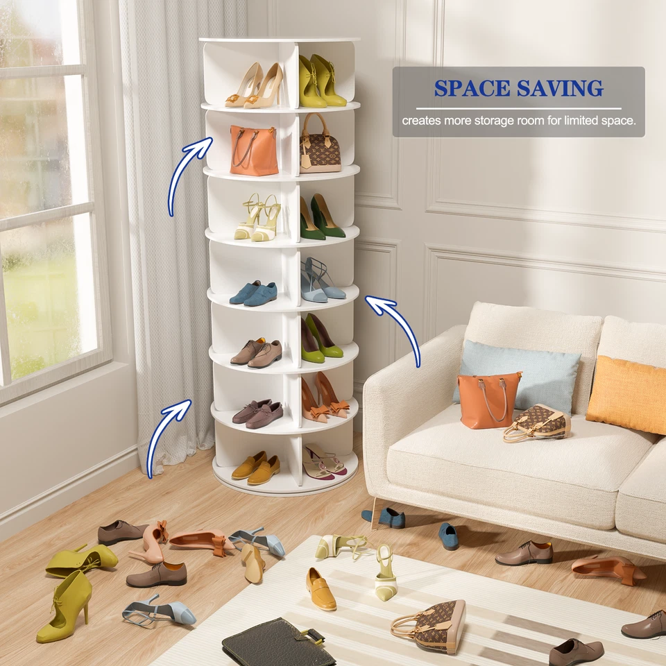 7 Tier Rotating Shoe Rack Tower, Free Standing 360° Shoe organizer Lazy Susan - Image 4 of 4
