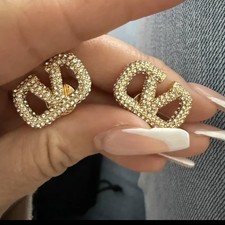  Valentino Geometric Earrings Available in gold and silver ,box and dust bag