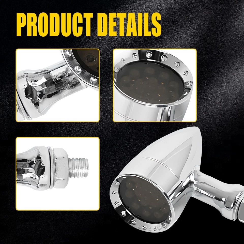 Luz trasera intermitente de freno LED rojo cromado para motocicleta para Yamaha Foto 4 de 4