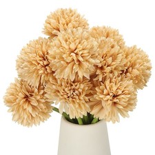 12 Pcs Artificial Chrysanthemums Fake Flowers for Home Decor, Champagne