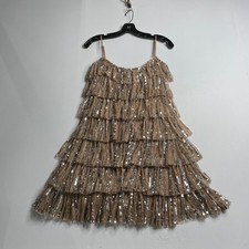 MAC DUGGAL Beaded Strap Sequin Dress Women's Size 2 Silver