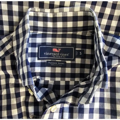 Vineyard Vines Men s Small Shirt Shep Ian Black White Gingham Long Sleeve Tucker
