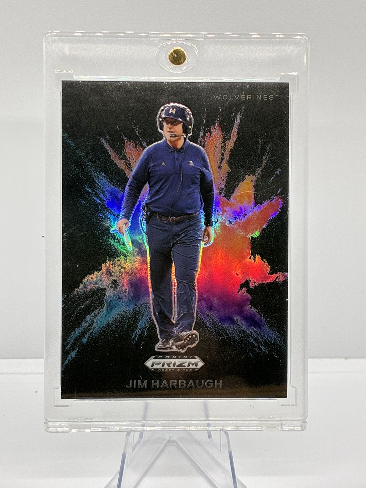 2024 Panini Prizm Draft Picks Jim Harbaugh Black Color Blast Prizm SSP Michigan