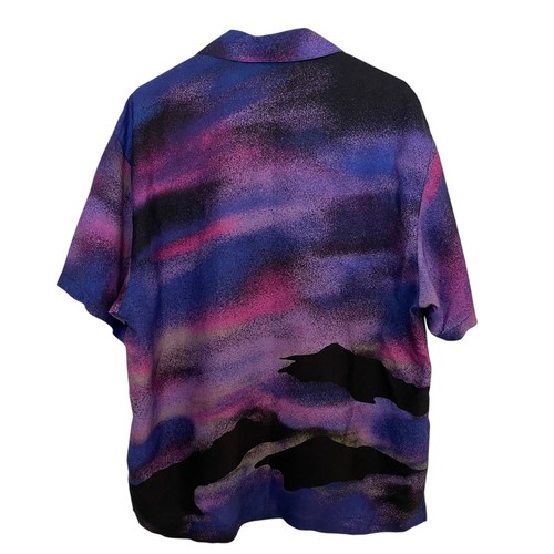 Scotch & Soda Placed Printed Camp Button Up Shirt Purple Mens Size Medium - Picture 5 of 12
