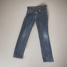 Lucky Brand Boys Size 12 Jeans Dark Wash Classic Straight Adjustable Waist Denim