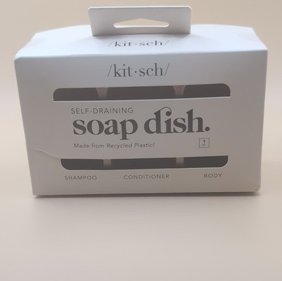 Kitsch Self-Draining Soap Dish Recycled Plastic Multicolor Suction Holds 3 Bars