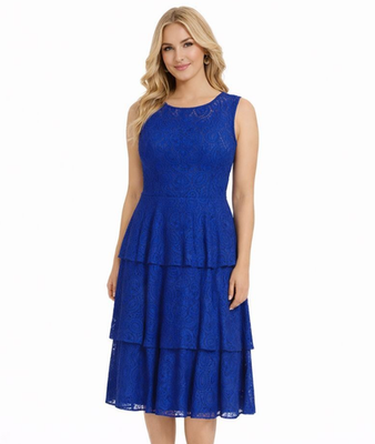 Calvin Klein Elegant Women's ULTRAMARINE Blue Lace Tiered Sheath Dress size  4 | eBay