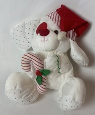 Vintage Fisher Price 1990 Christmas Puffalump Puppy Dog Candy Cane Plush 13"
