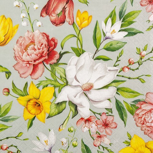 20 Servietten Spring Flowers FrüHlingsblumen Vintage MaiglöCkchen Krokus 33X33Cm-image