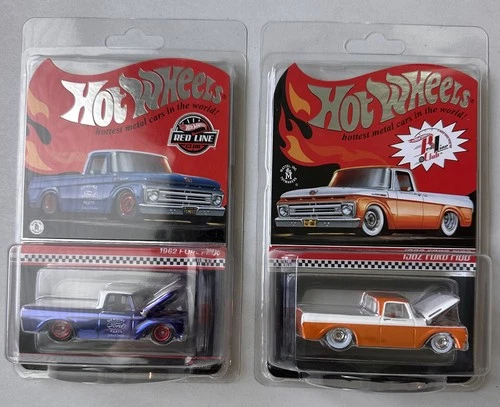 Hot Wheels RLC 1962 Ford F100 Pickup Truck 2 Car Lot Red Line Club Mattel