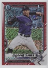 2021 Bowman Chrome Prospects Red Shimmer Refractor 6/10 Helcris Olivarez 2oh