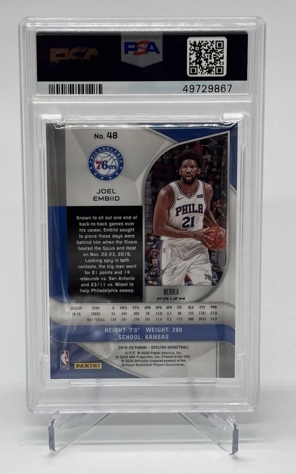 2019-20 Panini Spectra Nebula Joel Embiid #48 1/1 PSA 9 Mint POP 1 - Image 2 of 3