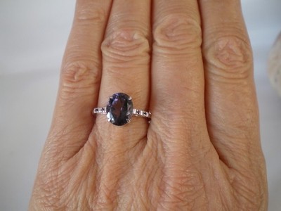 Heidelbeerquarz Ring, Gr. N/O, 2,3 Karat, 1,92 Gramm 925 Sterling Silber