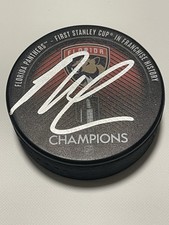 Nick Cousins Signed Puck 2024 Panthers Stanley Cup Beckett BAS COA IP Auto c