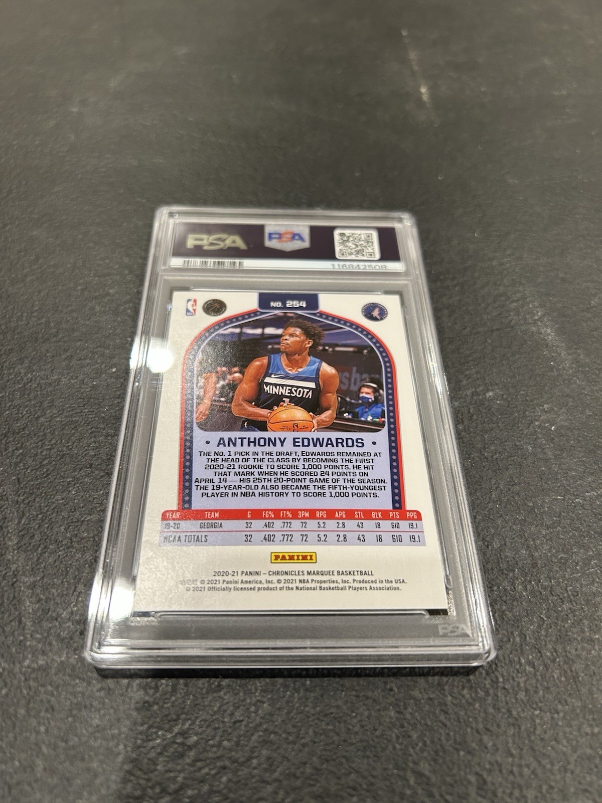 PSA 10 2020-21 Panini Chronicles - Marquee Anthony Edwards Green (RC) #254 view 3