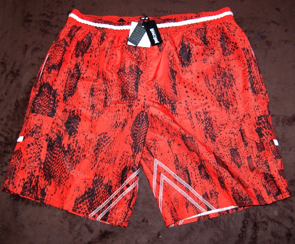 Just Cavalli Rojo Negro Hombre Pantalones Cortos Playa Atlético Boxer Talla L NUEVO Foto 3 de 4