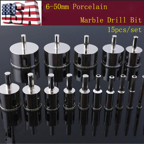 15pcs/set Diamond 6-50mm Hole Saw Tile Ceramic Glass Porcelain Marble Drill Bit