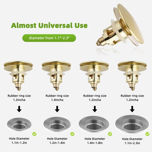 2 Pcs Bathroom Sink Stopper Hair Catcher Pop Up Sink Drain for 1.1''~2.3'' Basin - Picture 27 of 31