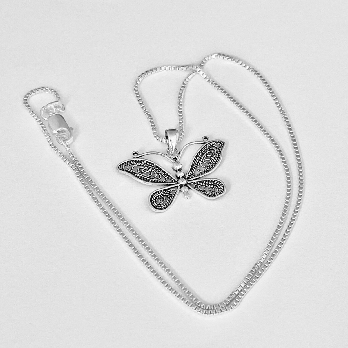 Sterling Silver Butterfly Necklace, Spirit Bug Necklace, Silver Necklaces - Main Image