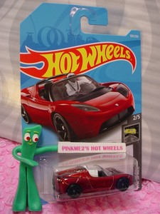 Hot Wheels Metallic Dark Red Uk Card 08 Tesla Roadster