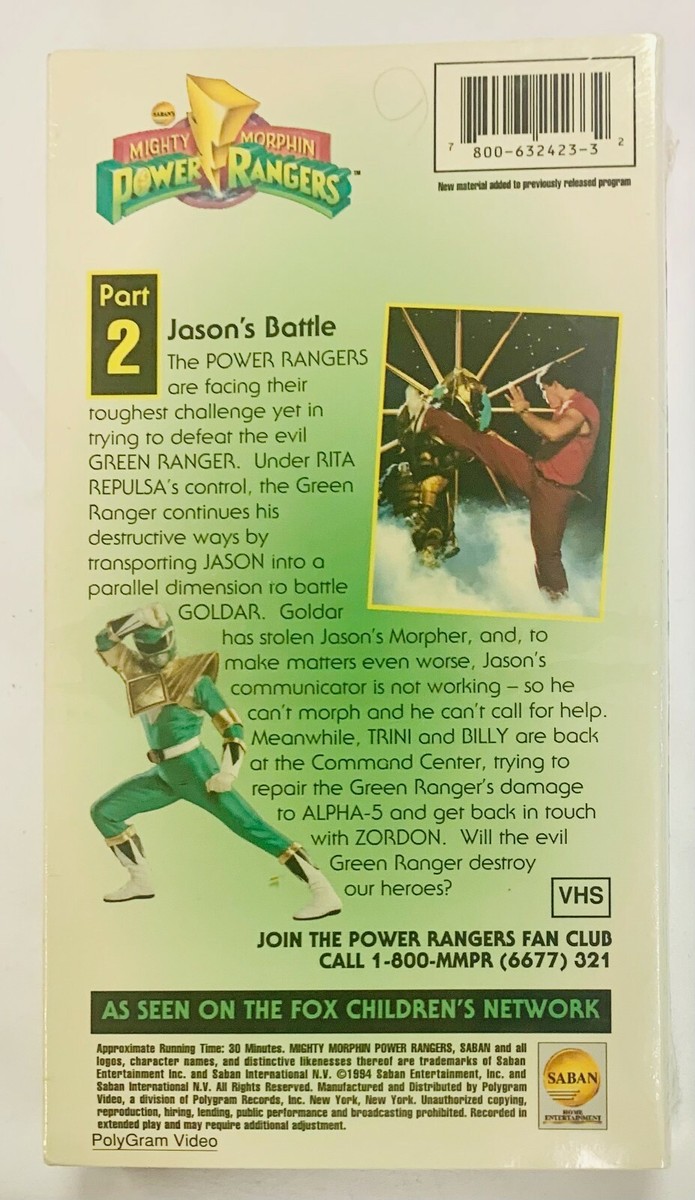 Mighty Morphin Power Rangers: Green With Evil, Pt. 2 (VHS, 1994