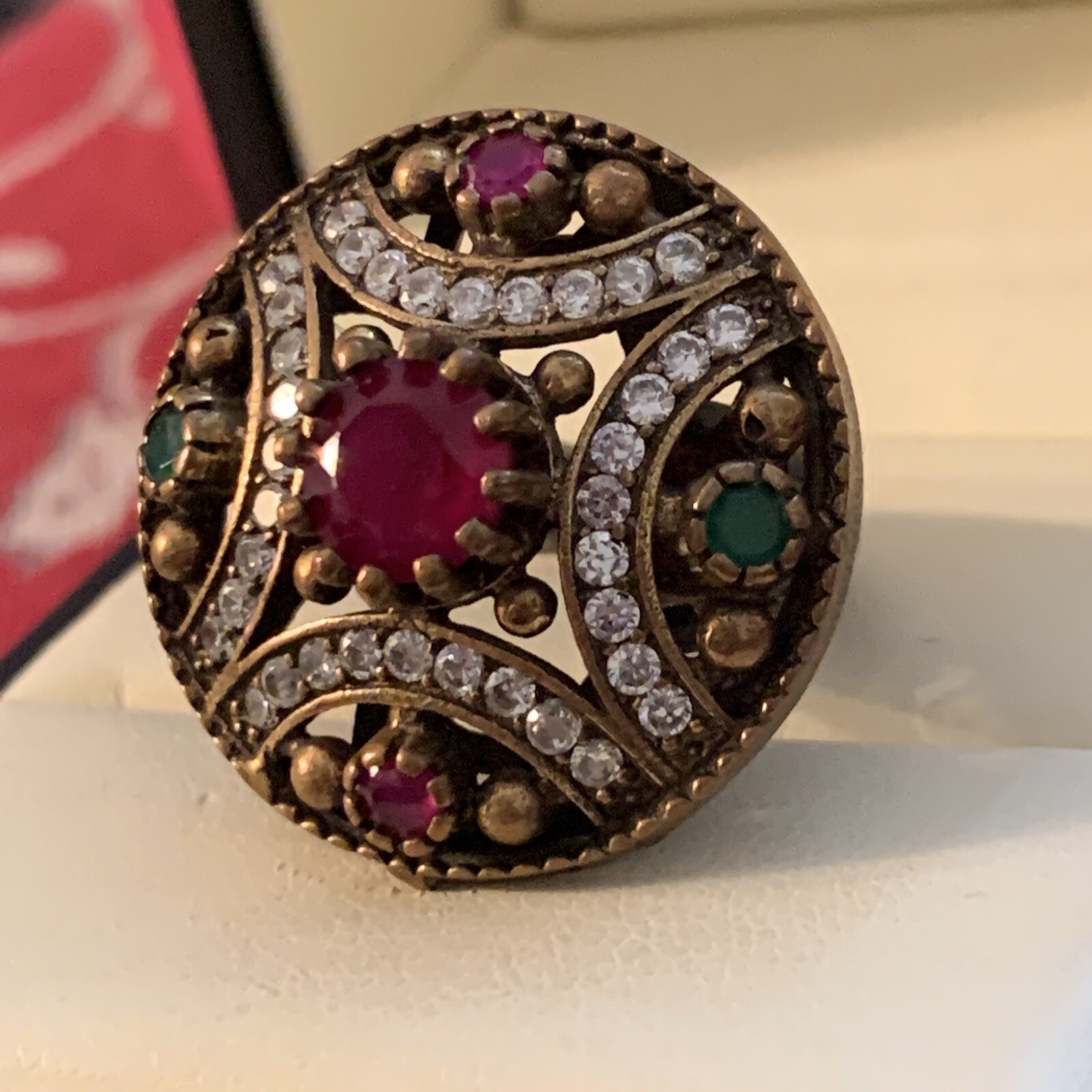 VTG ORMATE TURKISH OTTOMAN RUBY EMERALD COLOR LAR… - image 3