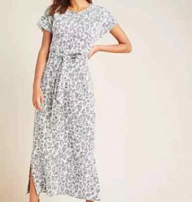 NEW Anthropologie Dolan Taleen Textured Knit Midi Dress Black Leopard size S