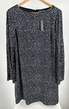 The LIMITED Dress Womens Sz 8 NEW NAVY White Polka Dot Shift BELL Sleeve Lined