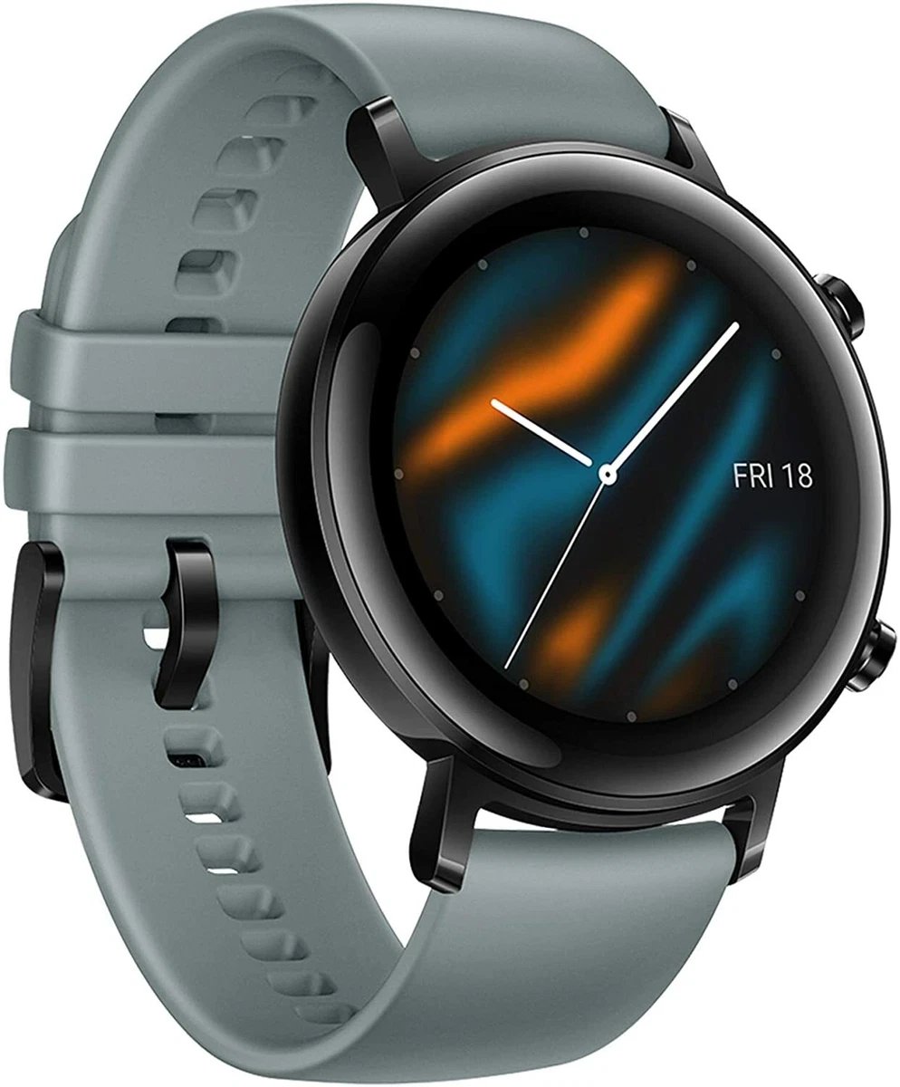  HUAWEI Watch GT 2 (42 mm) Smart Watch, 1.2 Inch AMOLED Display,  1 Week Battery Life, GPS, 3D Glass Screen, Real-time Heart Rate Monitoring,  International Model, No Warranty- Lake Cyan : Electronics