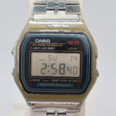 Casio wr quartz 593 A159W alarm chrono digital vintage watch | eBay