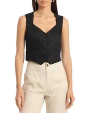 Bagatelle Portrait Neck Button Front Vest MSRP $88 Size M # 3A 2664 New