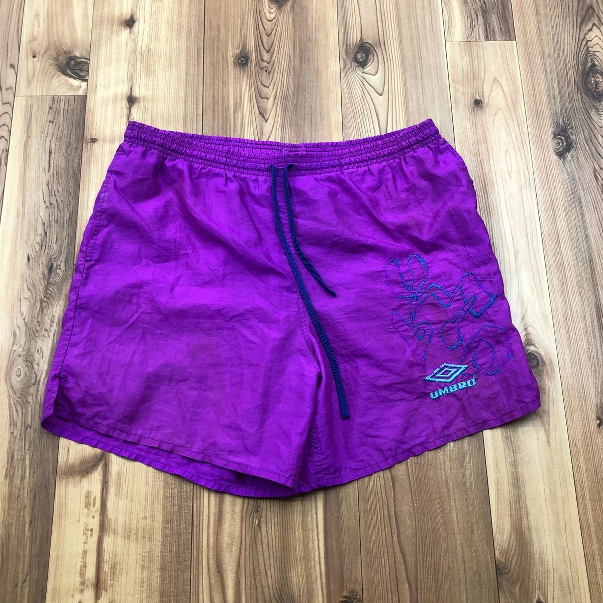 Vintage Umbro Purple Embroidered Drawstring Athletic Shorts Adult
