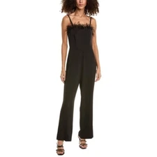 Nicole Miller Nora Black Jumpsuit with Ostrich Feathers / SZ 8