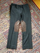 Ralph Lauren Purple Label Grey Wool Blend Equestrian Trousers Lambskin Trim