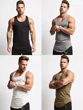 Mens Gym Training Vest Fitness Singlet Workout Muscle Bodybuilding Tank Tops 