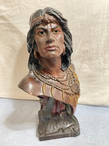 Vintage 20 Plaster Chalkware HIAWATHA Native American INDIAN Store 