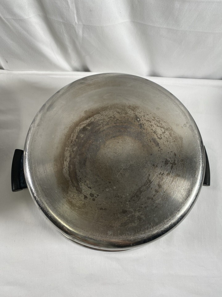 Amway Queen Large Stock Pot Dutch Oven 3 Ply Stainless Steel W/Lid 4.5