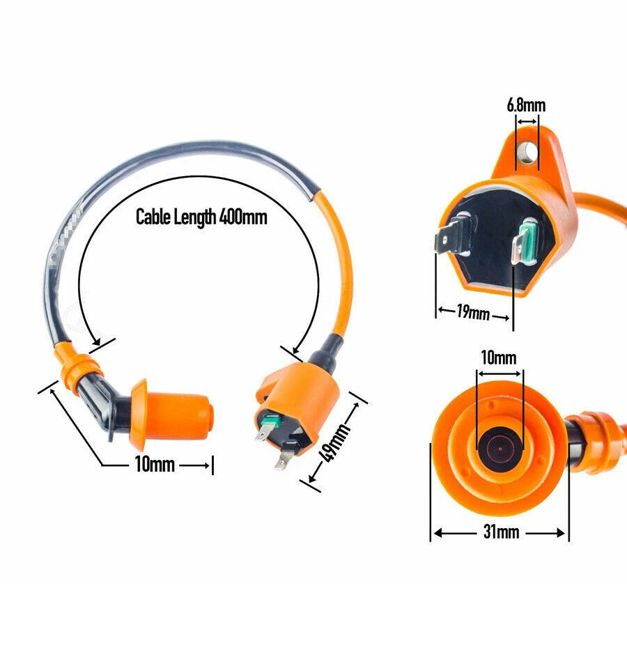Racing CDI Box 6 Pin + Ignition Coil +Spark Plug for GY6 50-150cc Moped Scooter - Image 3 of 4