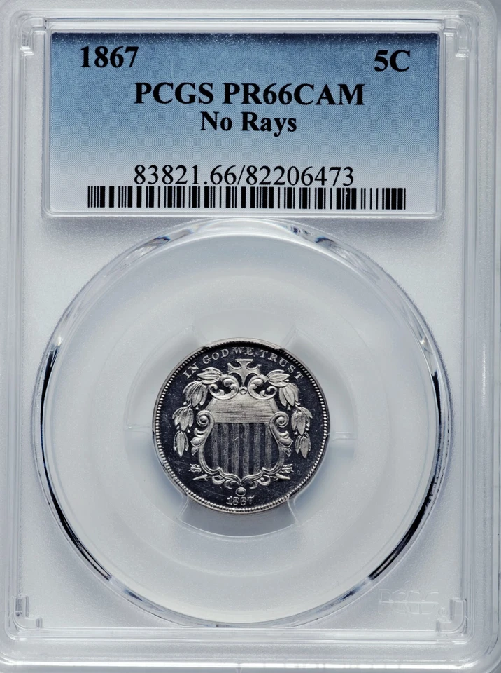 1867 PCGS PR66CAM 600 ¡Como nuevo! CAMEO PRUEBA SUBESTIMADA 5C rareza! Shield Nickel Foto 2 de 4