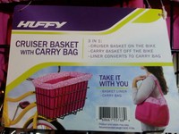 Huffy Beach Cruiser Bicycle Basket Black With Bracket & Pink Carry Liner/bag on sale Huffy Beach Cruiser Bicycle Basket Black With Bracket & Pink Carry Liner/bag on sale