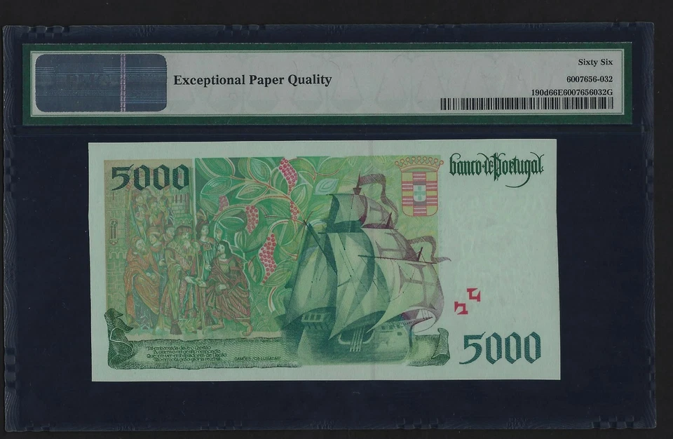 PORTUGAL  5000 Escudos 1997 P-190 UNC GRADED - Image 2 of 2