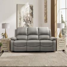 3 Seat Reclining Fabric Sofa In Light Grey or Dark Grey