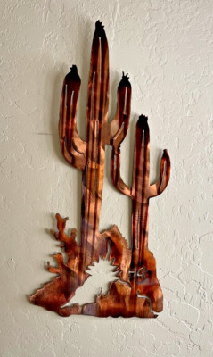 Saguaro Cactus - Metal Wall Art - Copper Plated 24'' x 11 1/3''