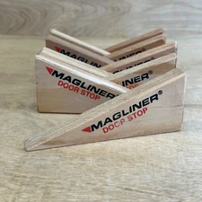Set 4 Vintage Magliner Swag Advertising Wooden Door Stopper Stay Wedge 2.25" T