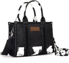 Wrangler Cow Print Concealed Carry Wide Tote Black Cowprint