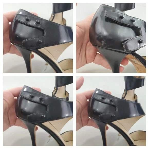 Elizabeth and James E Sand Stiletto 9 Black Patent Leather Asymmetric Pumps  - Image 2 of 4