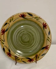 Pier 1 One Elizabeth Hand painted 14" Floral Round  Deep Chop Plate/platter