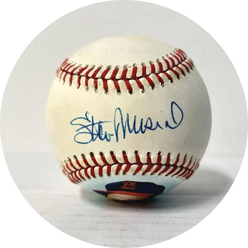 Stan Musial Autographed NL White Painted Portrait Baseball JSA A14069