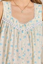 NWT Eileen West YELLOW/AQUA BLUE Floral CHAMOMILE SKY Cotton Knit Nightgown XL